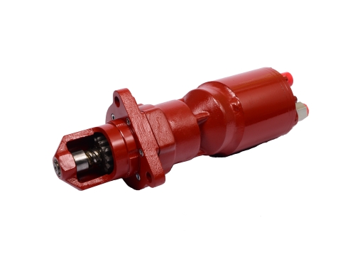 Powerstart M28 hydraulic starter motor in red, built for high cranking torque on larger engines