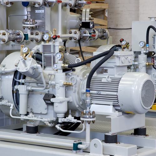 Air start package compressor, pipework and pressure gauges